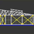 White Building Frame Structural Model With Yellow Markers And Blue Base