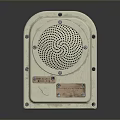 White Desktop Computer Speaker With Circular Mesh Grille And Metal Plate Button Design