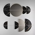 Modern Luxury Circular Wall Decor With Black Marble Texture And Gold Accent Lines 3d model