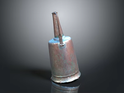 Vintage Metal Oil Can With Rustic Finish And Spout Design 3d model