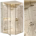 Modern Shower Room Interior With Marble Wall Glass Partition And Luxury Shower Head