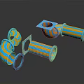 Blue And Orange Striped Construction Pipe Fittings With Various Shapes Curved Straight Square Jointed