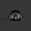 Dark Blue Sea Turtle With Textured Shell And Webbed Flippers On Gray Surface