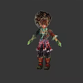 Anime Style Character Outfit With Brown Spiky Hair Red Black Attire And Ornate Boots