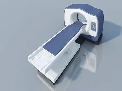 3D Model of CT Scanner with Blue and White Color Scan Bed and Circular Aperture 3d model