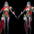 Game Movie Female Characters In Fantasy Warrior Outfits With Red Cape And Gold Accents