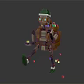 Pixel Style Character With Green Hat Goggles Brown Backpack And Colorful Scattered Blocks
