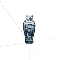 Traditional Blue And White Ceramic Vase With Classic Hand Painted Patterns Design 3d model