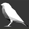 White Low Poly Bird Sculpture With Geometric Polygonal Design On Dark Reflective Surface