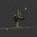 Natural Wooden Trunk Decorative Artwork With Stone Base And Mossy Ground Surface