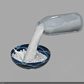 Transparent Bottle Pouring White Powder Into Blue And White Beverage Bowl