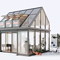 Glass Villa Balcony Design With Transparent Roof And Outdoor Plant Decorations