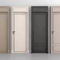 Swing Doors In Various Colors With Modern Design And Simple Handles 3d model