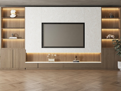 Modern TV background wall 3d model