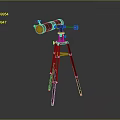 Scenic Landscape Observation With Black Telescope On Tripod Stand Gray Background