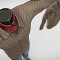 Brown Knitted Shirt And Blue Jeans On Mannequin With Hanging Garment