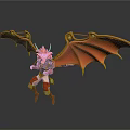 Fantasy Armored Character Merged With Dragon Like Orange Wings And Horned Head