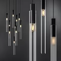 Modern Slim Design Metallic Chandeliers with Black Silver Finish and Warm Light