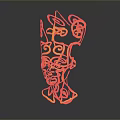 Abstract Golden Animal Head Sculpture with Intricate Spiral Curves and Artistic Design