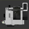 Futuristic Mechanical Robot With Green Light Indicator And Gray White Body Structure