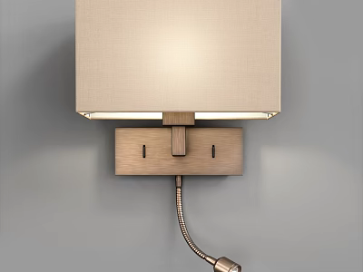 Modern Wall Sconce With Beige Fabric Shade Light Wood Base And Flexible Metal Arm 3d model