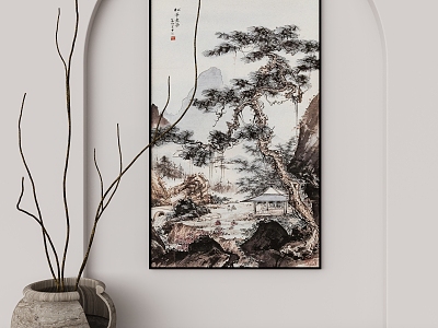 New Chinese Landscape Painting Hanging Painting 3d model