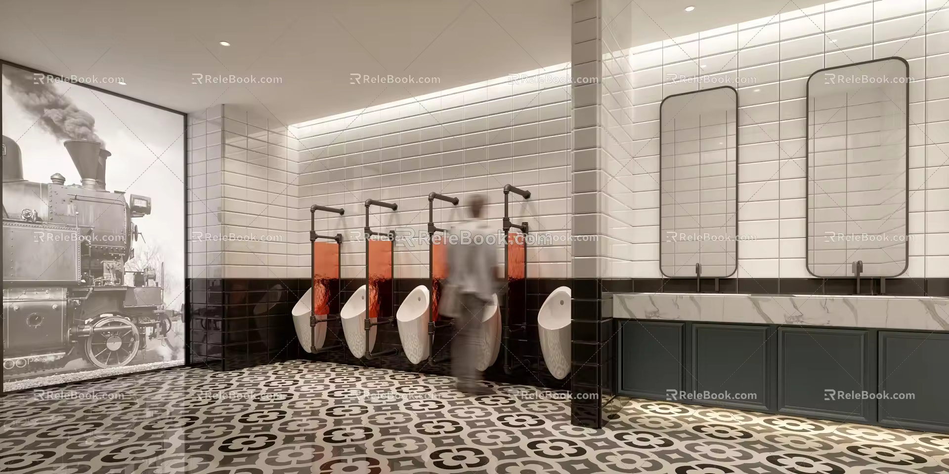 Retro Public Restroom 3d model
