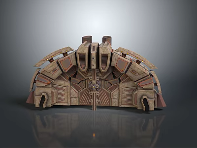 Detailed Futuristic Mechanical Scene Structure With Symmetrical Panels Protrusions And Vents 3d model