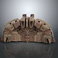 Detailed Futuristic Mechanical Scene Structure With Symmetrical Panels Protrusions And Vents