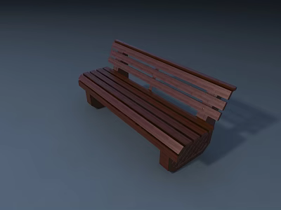 Sturdy Wooden Outdoor Bench With Slatted Backrest Seat And Square Legs Design 3d model