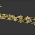 Rustic Handwoven Wooden Fence With Support Posts For Outdoor Garden Decoration