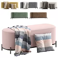 Modern Pink Sofa Bench With Striped Blanket And Striped Pillow In Multiple Colors