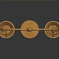 Ornate Golden Balance Scale With Decorative Base And Hanging Pans For Daily Living