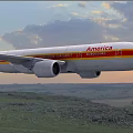 LAMINSA Passenger Airplane Flying in Blue Sky With White Clouds and Green Grass