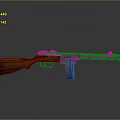 Vintage Submachine Gun With Wooden Grip And Drum Magazine Design