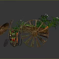 Rustic Wooden Wheelbarrow Adorned With Growing Plants Vegetables Straw Hat And Hoe
