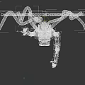 Mechanical Creature With Purple Tentacles Red Eye Screen Sharp Teeth And Brick Wall Background