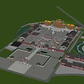 Ancient Chinese Architecture Complex With Yellow Roofs Courtyards And Open Squares 3d model