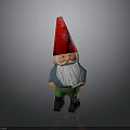 Garden Gnome Figure With Red Pointed Hat Long White Beard Blue Shirt And Green Pants