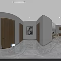 Modern Public Office Space With Partition Desks Computer Monitors And Storage Cabinets 3d model