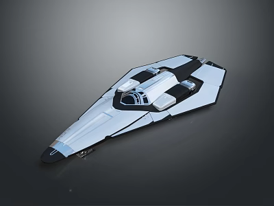 Futuristic Sci Fi Spaceship Model With Sleek White And Black Design And Cockpit 3d model