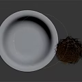 Metal Bowl With Wooden Handle Brush On Black Reflective Surface