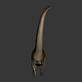 Brown Dinosaur Figurine With Long Neck Striped Body And Curved Tail