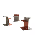 Modern Minimalist Side Tables with Metal Frames and Round Table Tops 3d model