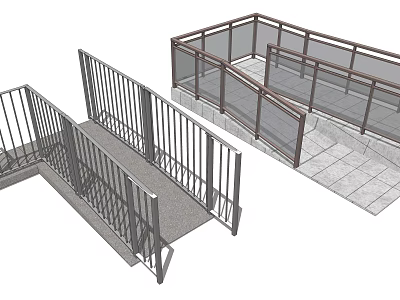 Accessible Road Facilities With Wheelchair Ramps Safety Railings And Paved Surface Design 3d model