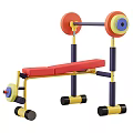 Colorful Sports Equipment Set With Weight Bench Barbell Red Seats And Support Frames