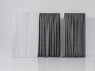 White And Dark Gray Curtains With Pleated Design For Home Interior Decor 3d model