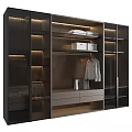 Modern Wardrobe Design With Glass Doors LED Lighting Internal Shelves Storage Boxes And Drawers