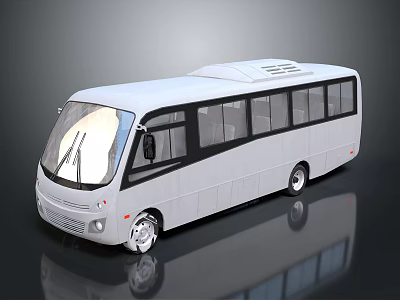 Modern White City Bus With Sleek Exterior Design And Large Windows 3d model