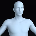 3D Human Man Model Featuring White Solid Figure And Blue Wireframe Design 3d model